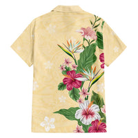 Hawaii Tropical Flowers Family Matching Summer Maxi Dress and Hawaiian Shirt Polynesian Tattoo Buttermilk