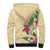 Hawaii Tropical Flowers Sherpa Hoodie Polynesian Tattoo Buttermilk