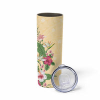 Hawaii Tropical Flowers Skinny Tumbler Polynesian Tattoo Buttermilk