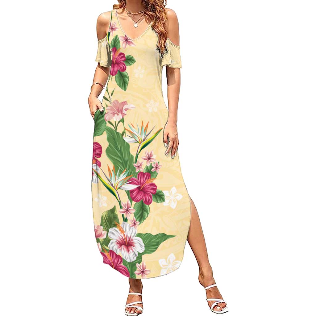 buttermilk maxi dress Hawaii Tropical Flowers Summer Maxi Dress Polynesian Tattoo Buttermilk