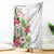 Hawaii Tropical Flowers Blanket Polynesian Tattoo White