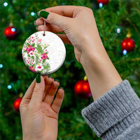 Hawaii Tropical Flowers Ceramic Ornament Polynesian Tattoo White