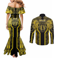 Niue The Rock Couples Matching Mermaid Dress and Long Sleeve Button Shirt The Island Of The Uga - Polynesian Pride