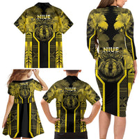Niue The Rock Family Matching Long Sleeve Bodycon Dress and Hawaiian Shirt The Island Of The Uga - Polynesian Pride