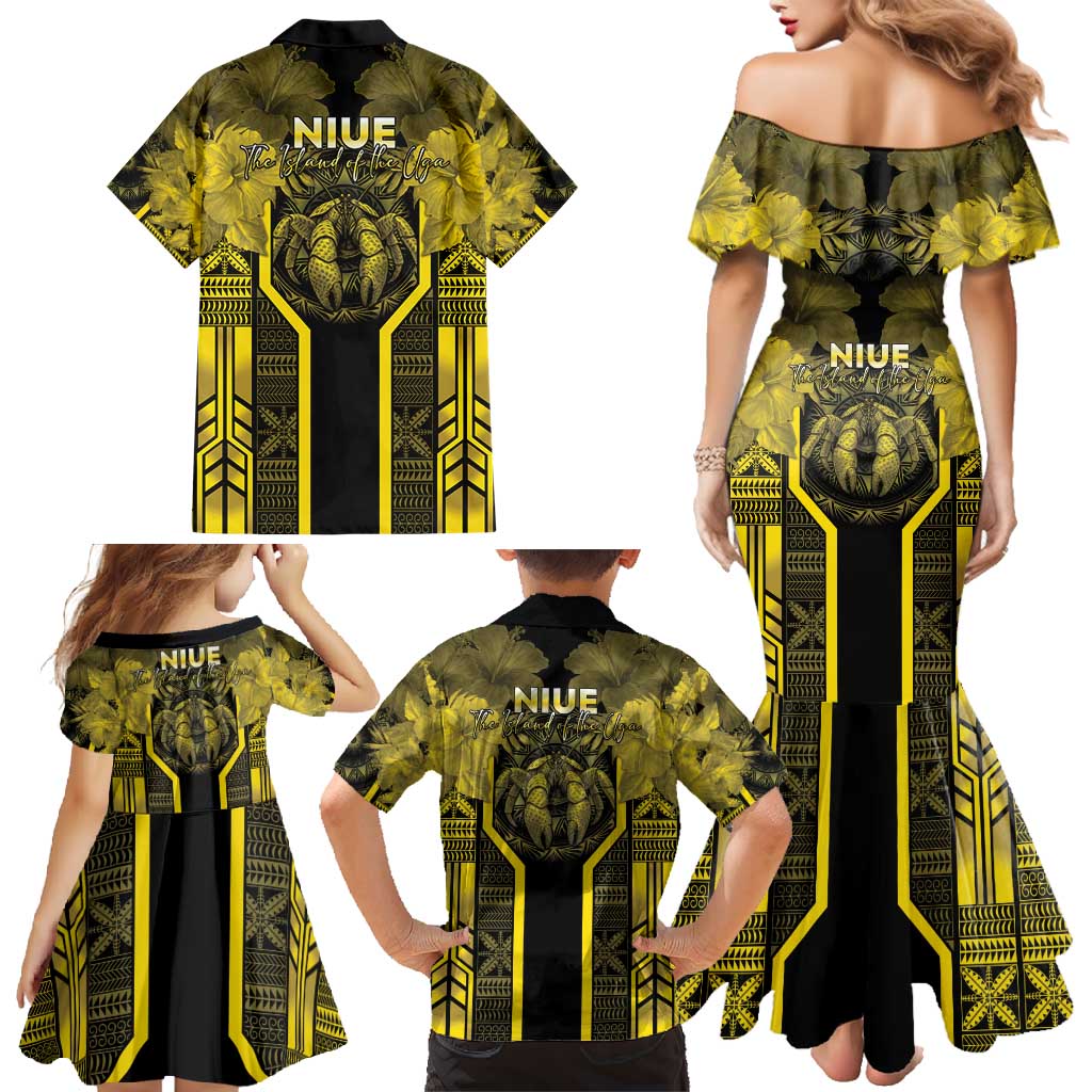 Niue The Rock Family Matching Mermaid Dress and Hawaiian Shirt The Island Of The Uga - Polynesian Pride
