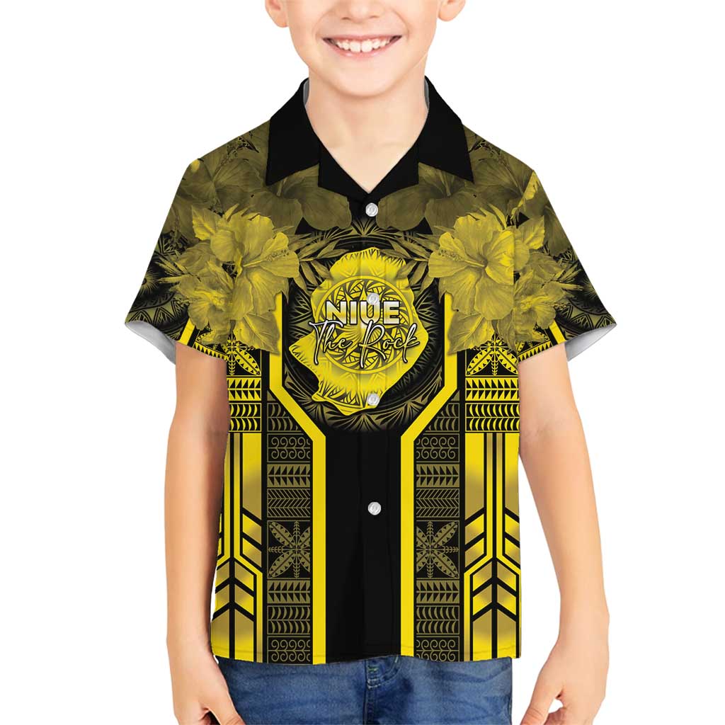 Niue The Rock Family Matching Off Shoulder Short Dress and Hawaiian Shirt The Island Of The Uga - Polynesian Pride