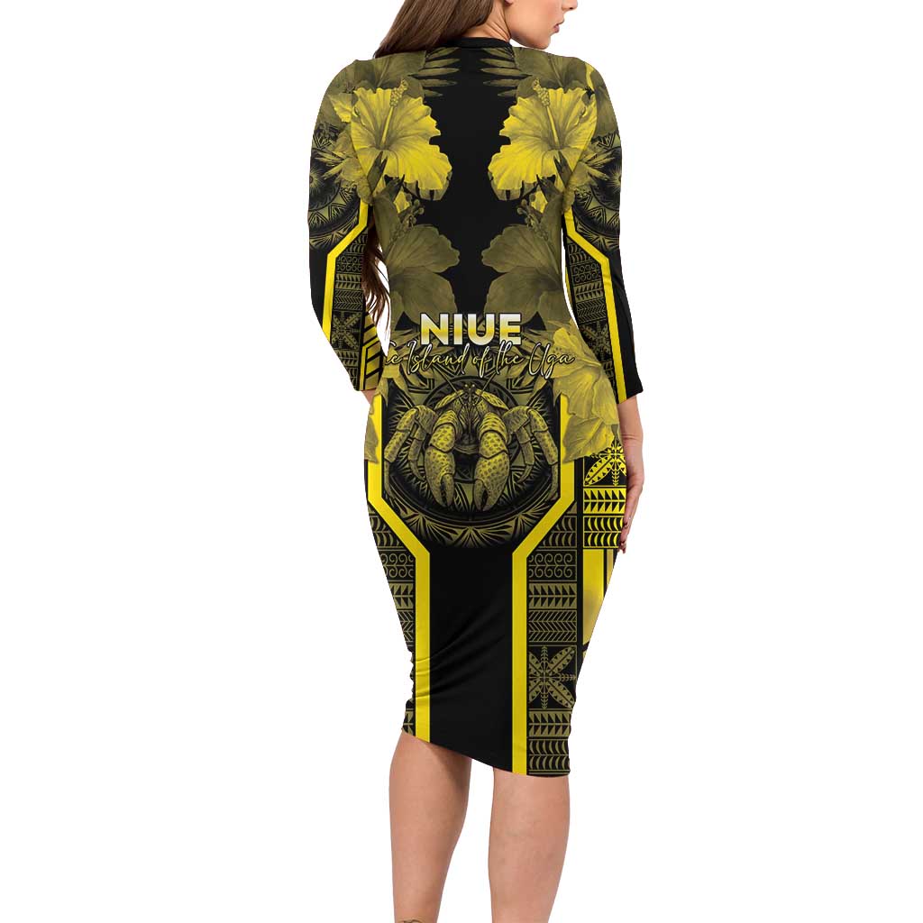 Niue The Rock Long Sleeve Bodycon Dress The Island Of The Uga - Polynesian Pride