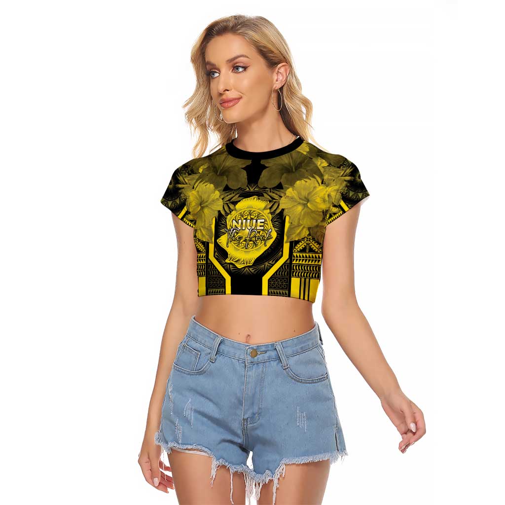 Niue The Rock Raglan Cropped T Shirt The Island Of The Uga LT05 Female Black - Polynesian Pride