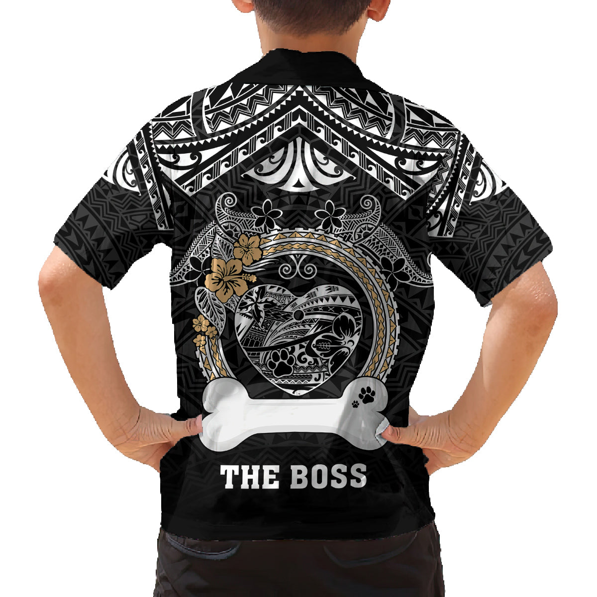 Personalized Shiba Inu Dog Family Matching Tank Maxi Dress and Hawaiian Shirt With Polynesian Heart Name Tags LT05 - Polynesian Pride