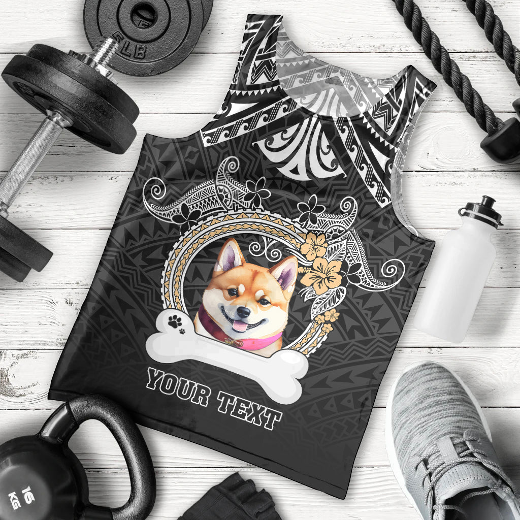 Personalized Shiba Inu Dog Men Tank Top With Polynesian Heart Name Tags LT05 Black - Polynesian Pride