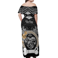 personalized-shiba-inu-dog-off-shoulder-maxi-dress-with-polynesian-heart-name-tags