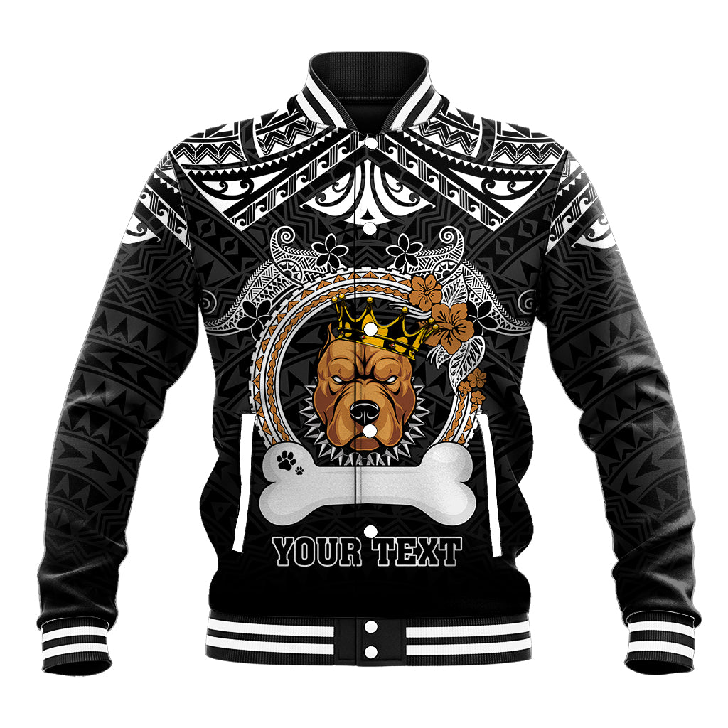 Personalized Pitbull Dog Baseball Jacket With Polynesian Heart Name Tags LT05 Unisex Black - Polynesian Pride
