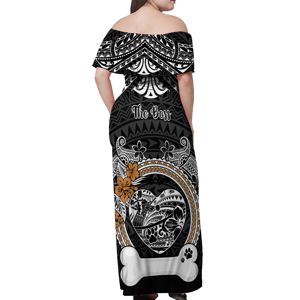 personalized-pitbull-dog-off-shoulder-maxi-dress-with-polynesian-heart-name-tags