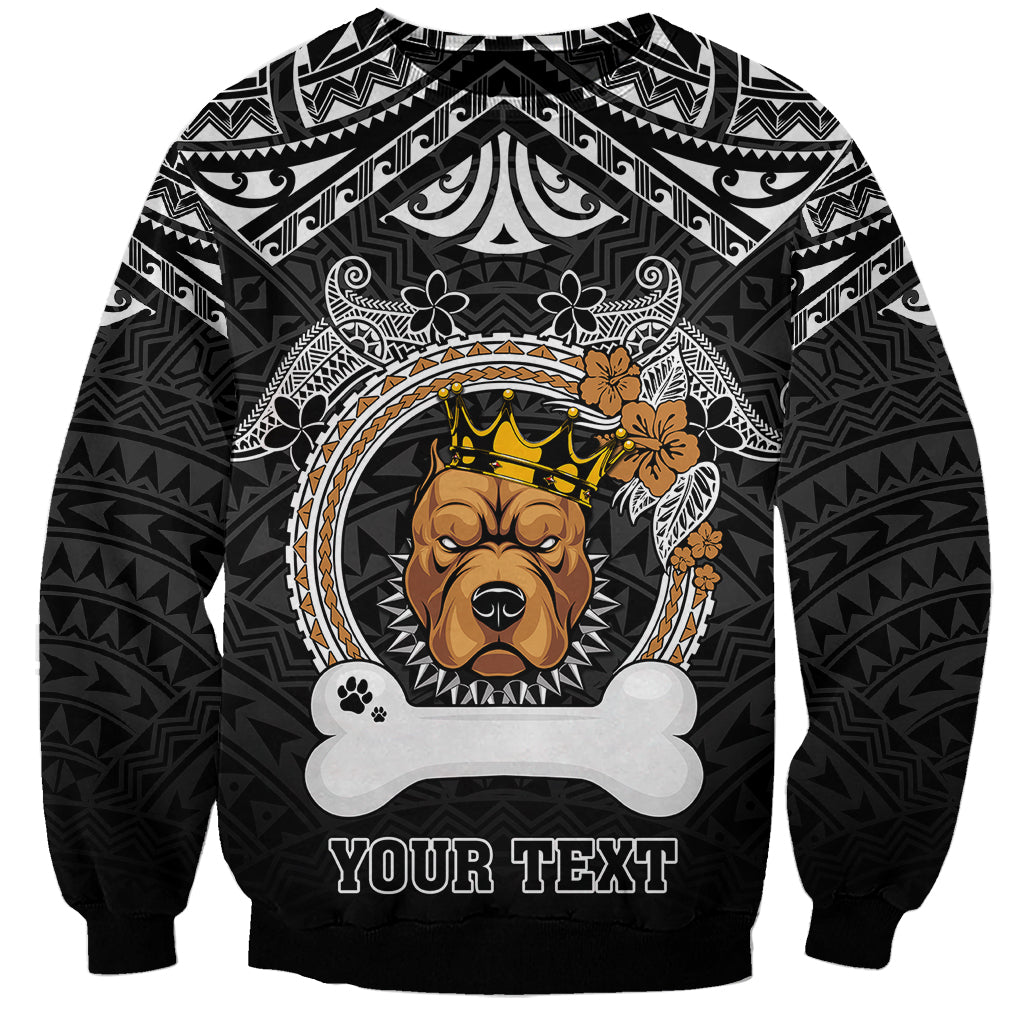 Personalized Pitbull Dog Sweatshirt With Polynesian Heart Name Tags LT05 Unisex Black - Polynesian Pride