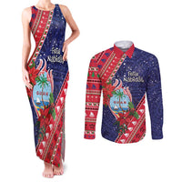 Guam Christmas Couples Matching Tank Maxi Dress and Long Sleeve Button Shirt Felis Nabidat Guaman Seal With Poinsettia