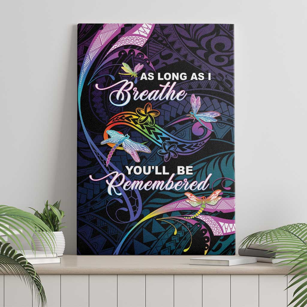 Polynesia Memorial Canvas Wall Art Always Remembered Dragonfly Polynesian Style