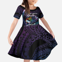 Personalised Polynesia Memorial Family Matching Off The Shoulder Long Sleeve Dress and Hawaiian Shirt Always Remembered Dragonfly Polynesian Style LT05 Daughter's Dress Colorful - Polynesian Pride