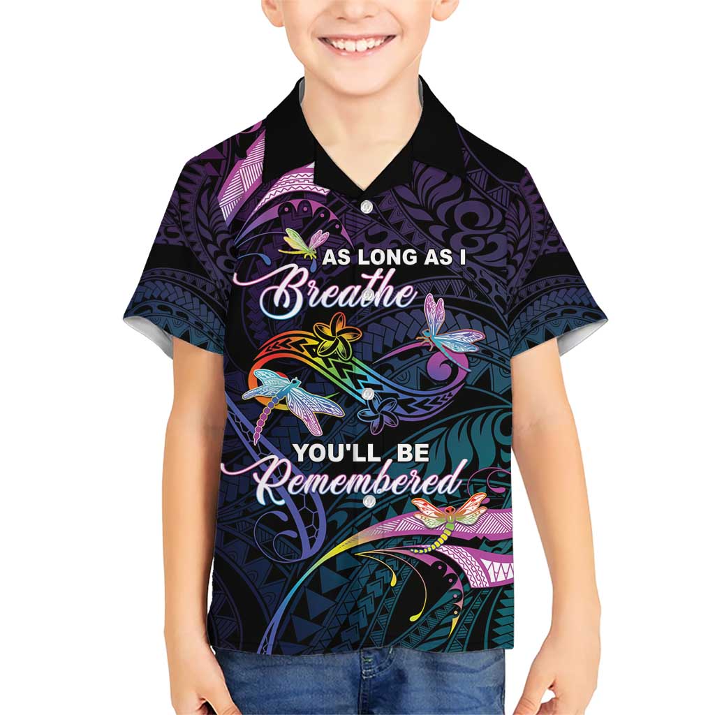Personalised Polynesia Memorial Family Matching Short Sleeve Bodycon Dress and Hawaiian Shirt Always Remembered Dragonfly Polynesian Style LT05 Son's Shirt Colorful - Polynesian Pride