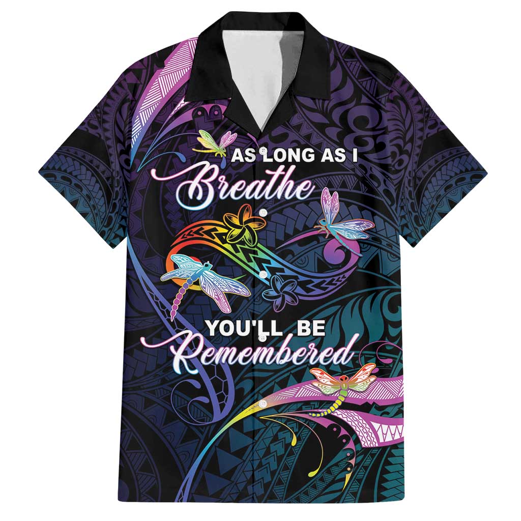 Personalised Polynesia Memorial Family Matching Tank Maxi Dress and Hawaiian Shirt Always Remembered Dragonfly Polynesian Style