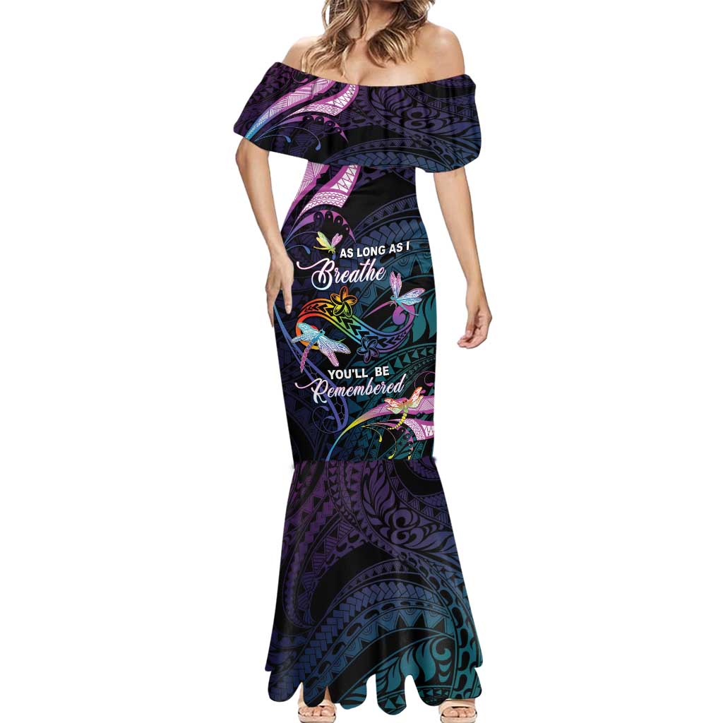 Personalised Polynesia Memorial Mermaid Dress Always Remembered Dragonfly Polynesian Style