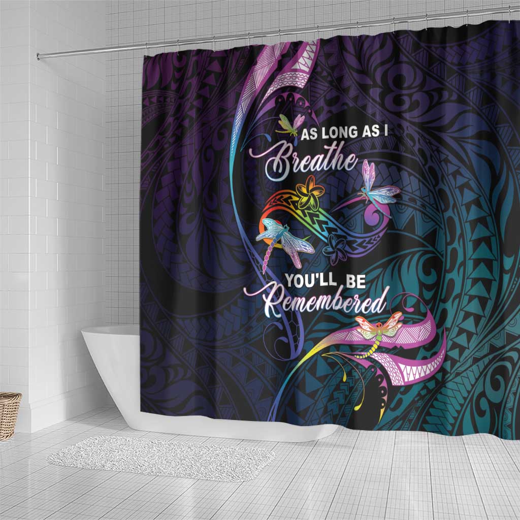 Polynesia Memorial Shower Curtain Always Remembered Dragonfly Polynesian Style LT05 - Polynesian Pride