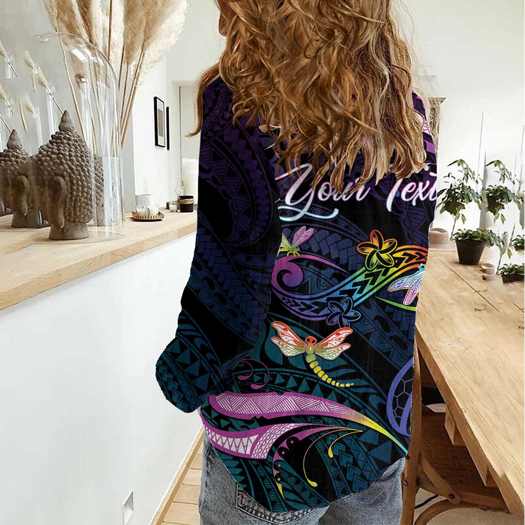 Personalised Polynesia Memorial Women Casual Shirt Always Remembered Dragonfly Polynesian Style
