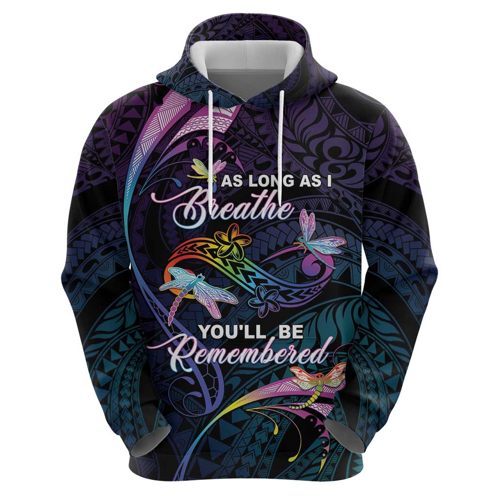 Personalised Polynesia Memorial Zip Hoodie Always Remembered Dragonfly Polynesian Style LT05 - Polynesian Pride