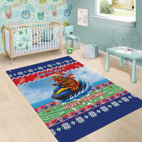 New Zealand Christmas Area Rug Funny Jet Ride Kiwi Xmas - Polynesian Pride