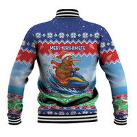 New Zealand Christmas Baseball Jacket Funny Jet Ride Kiwi Xmas - Polynesian Pride