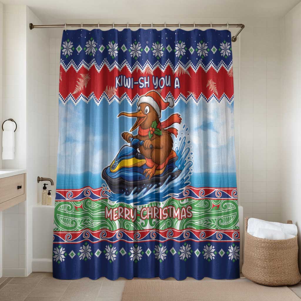 New Zealand Christmas Bathroom Set Funny Jet Ride Kiwi Xmas - Polynesian Pride