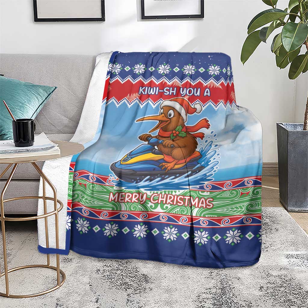 New Zealand Christmas Blanket Funny Jet Ride Kiwi Xmas - Polynesian Pride