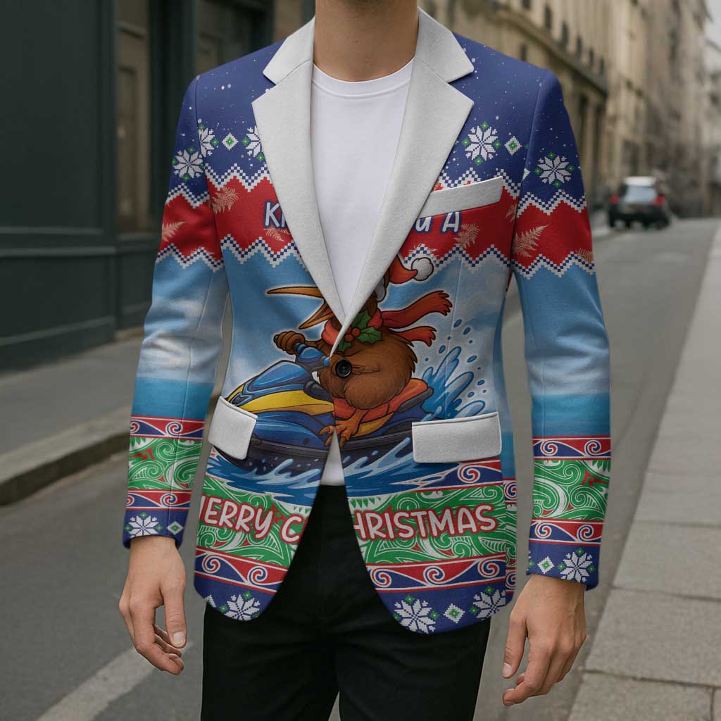 New Zealand Christmas Blazer Funny Jet Ride Kiwi Xmas - Polynesian Pride