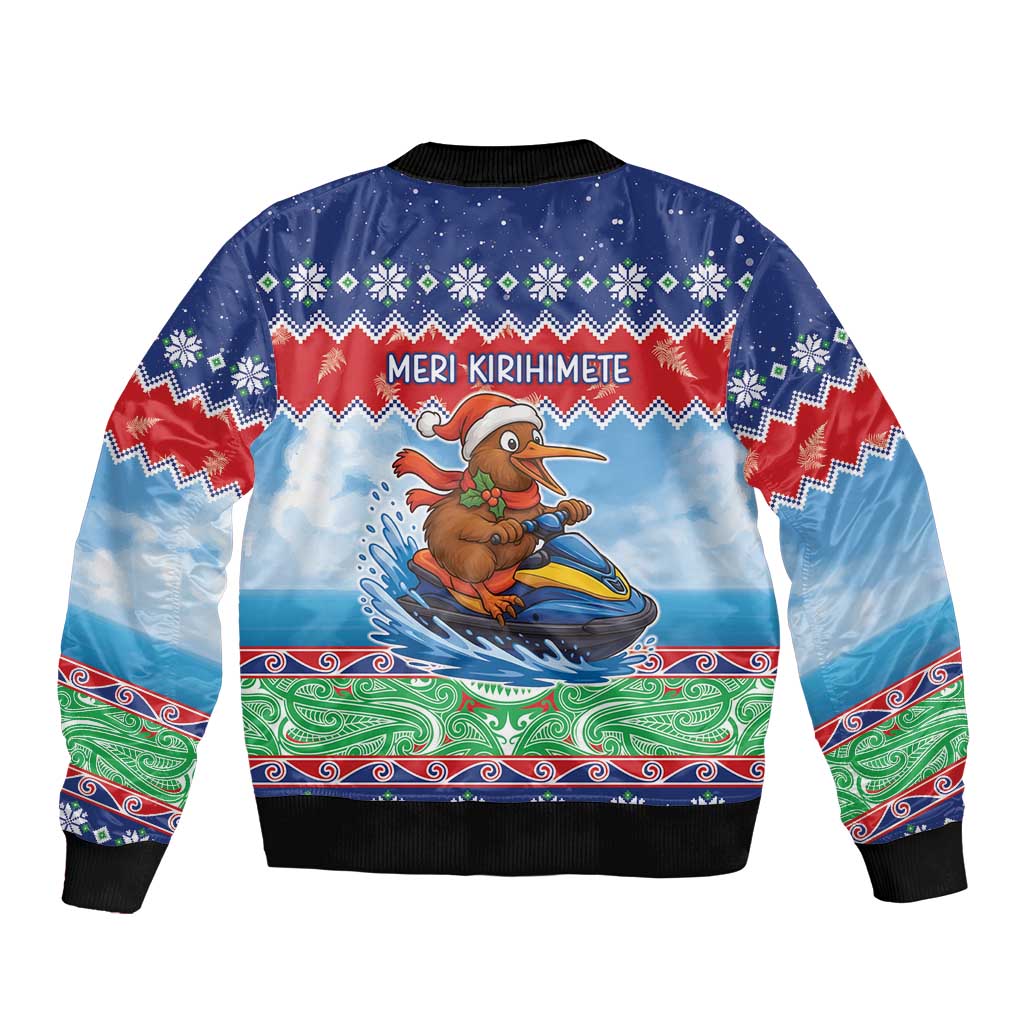 New Zealand Christmas Bomber Jacket Funny Jet Ride Kiwi Xmas - Polynesian Pride