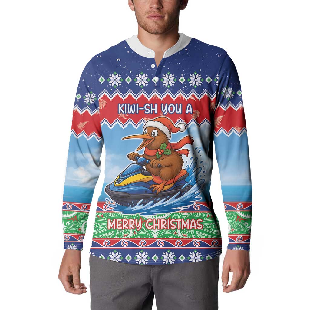 New Zealand Christmas Button Sweatshirt Funny Jet Ride Kiwi Xmas - Polynesian Pride