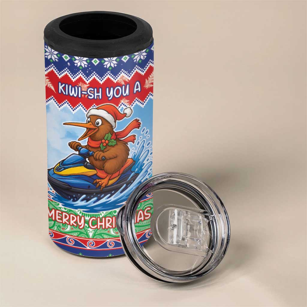 New Zealand Christmas 4 in 1 Can Cooler Tumbler Funny Jet Ride Kiwi Xmas - Polynesian Pride