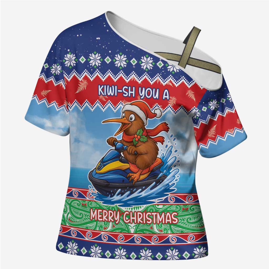 New Zealand Christmas Cross Shoulder Shirt Funny Jet Ride Kiwi Xmas - Polynesian Pride
