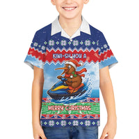 New Zealand Christmas Family Matching Off The Shoulder Long Sleeve Dress and Hawaiian Shirt Funny Jet Ride Kiwi Xmas - Polynesian Pride