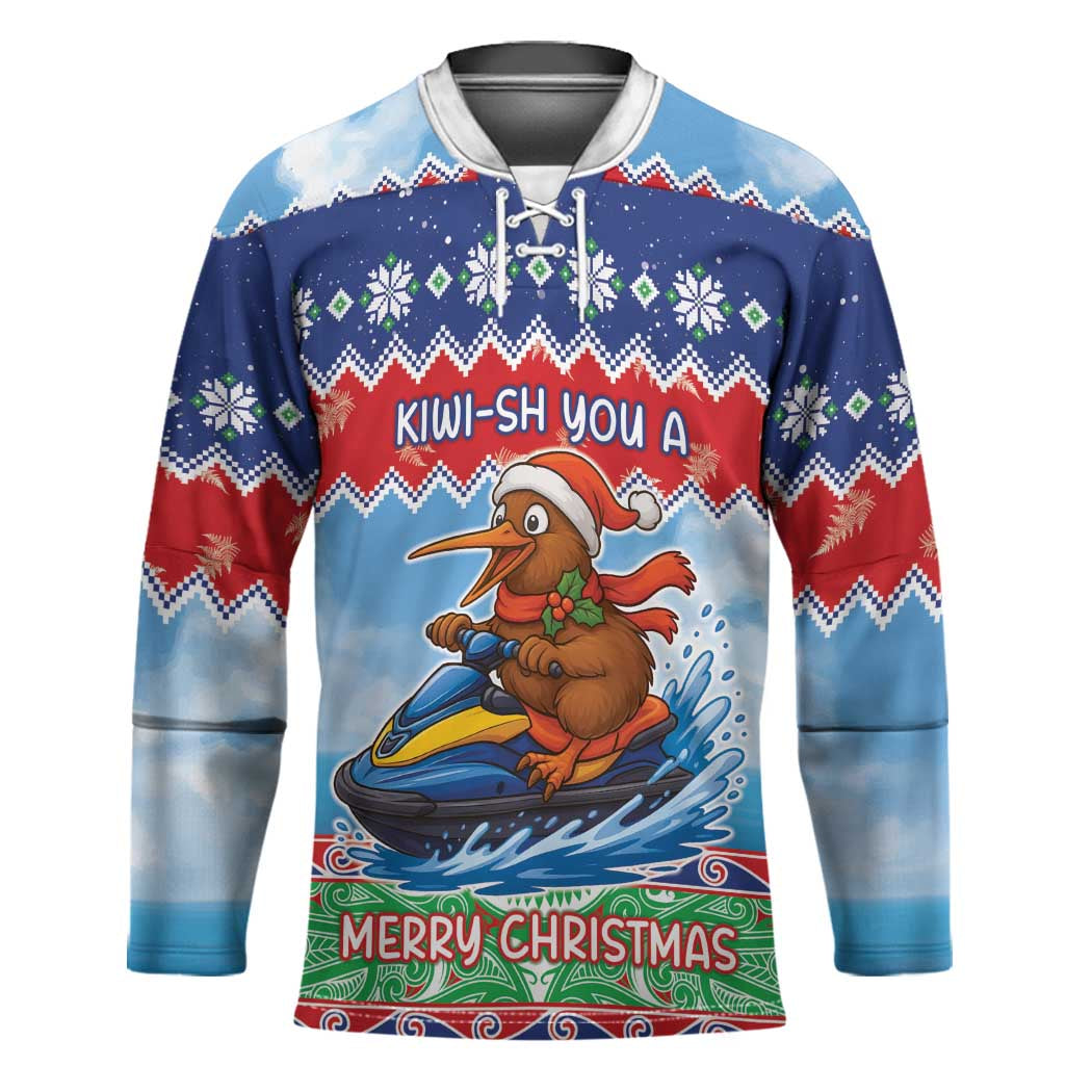 New Zealand Christmas Hockey Jersey Funny Jet Ride Kiwi Xmas - Polynesian Pride