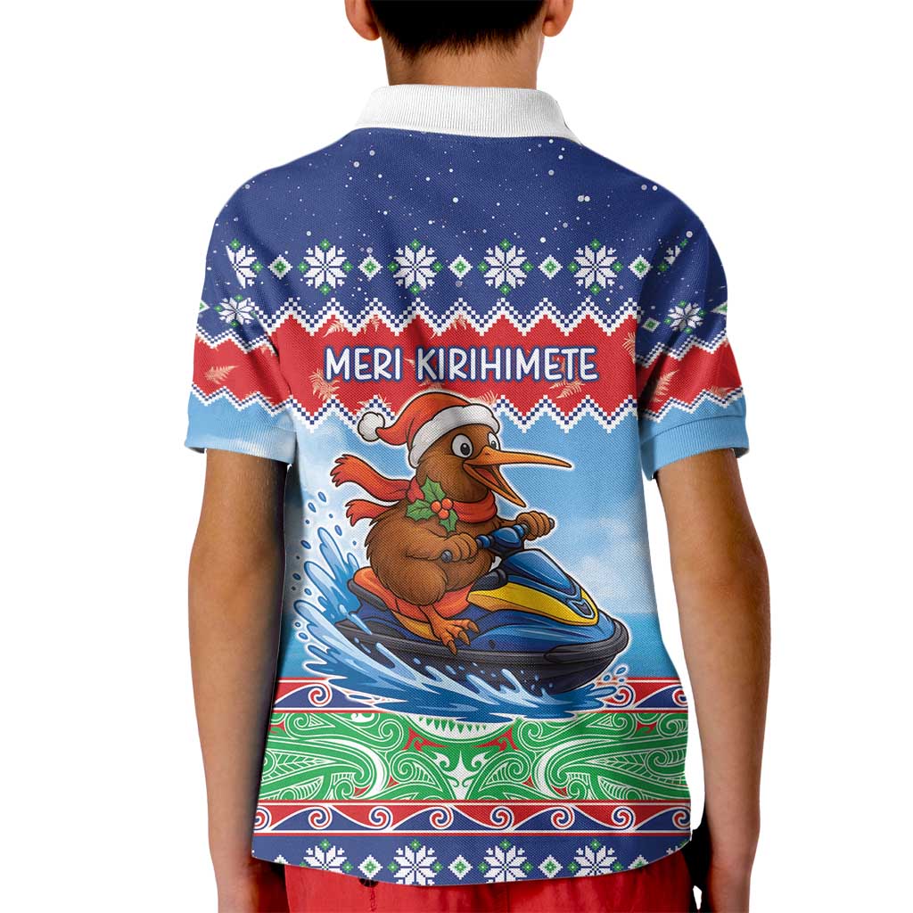 New Zealand Christmas Kid Polo Shirt Funny Jet Ride Kiwi Xmas - Polynesian Pride