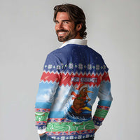 New Zealand Christmas Long Sleeve Polo Shirt Funny Jet Ride Kiwi Xmas - Polynesian Pride