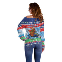 New Zealand Christmas Off Shoulder Sweater Funny Jet Ride Kiwi Xmas - Polynesian Pride
