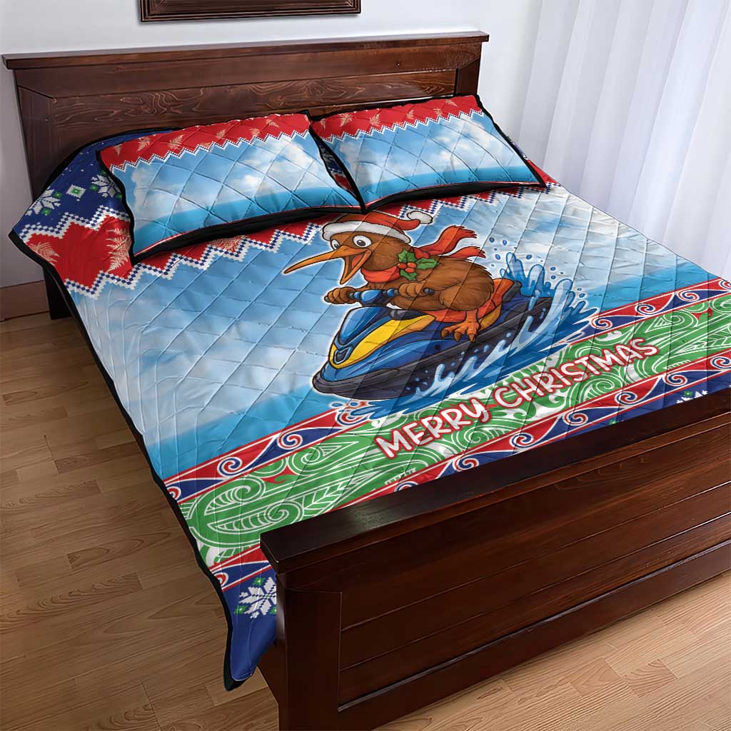 New Zealand Christmas Quilt Bed Set Funny Jet Ride Kiwi Xmas - Polynesian Pride