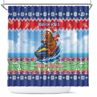 New Zealand Christmas Shower Curtain Funny Jet Ride Kiwi Xmas - Polynesian Pride