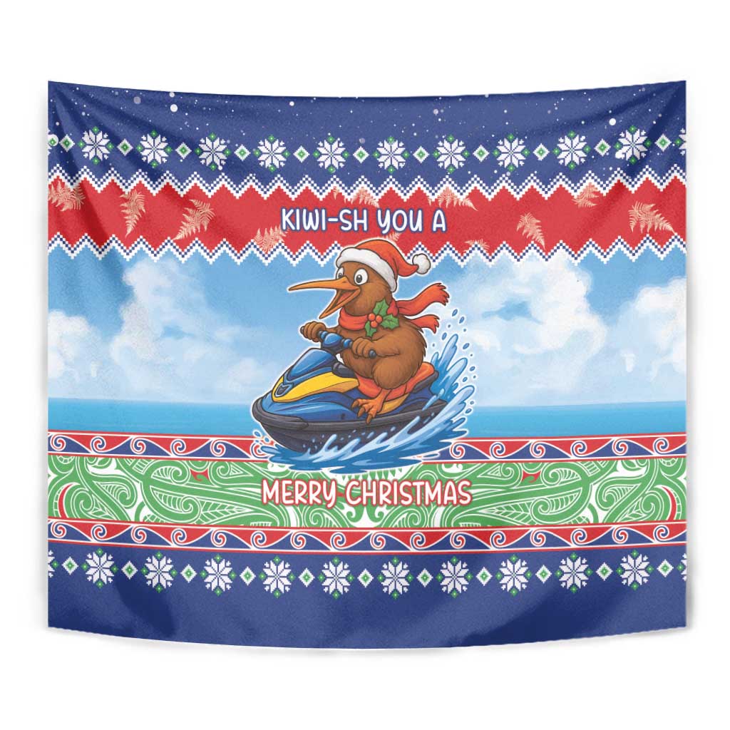 New Zealand Christmas Tapestry Funny Jet Ride Kiwi Xmas - Polynesian Pride