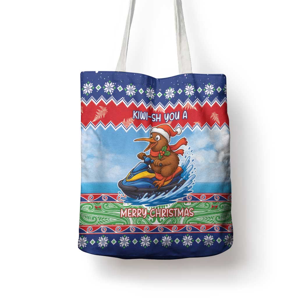 New Zealand Christmas Tote Bag Funny Jet Ride Kiwi Xmas - Polynesian Pride