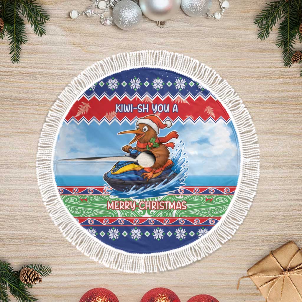 New Zealand Christmas Tree Skirt Funny Jet Ride Kiwi Xmas - Polynesian Pride