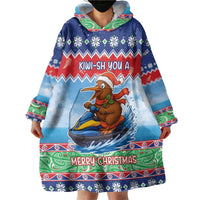 New Zealand Christmas Wearable Blanket Hoodie Funny Jet Ride Kiwi Xmas - Polynesian Pride