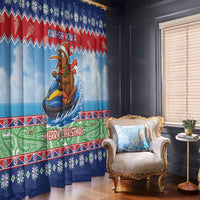 New Zealand Christmas Window Curtain Funny Jet Ride Kiwi Xmas - Polynesian Pride