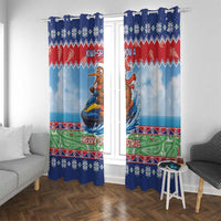 New Zealand Christmas Window Curtain Funny Jet Ride Kiwi Xmas - Polynesian Pride