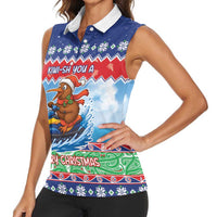 New Zealand Christmas Women Sleeveless Polo Shirt Funny Jet Ride Kiwi Xmas - Polynesian Pride